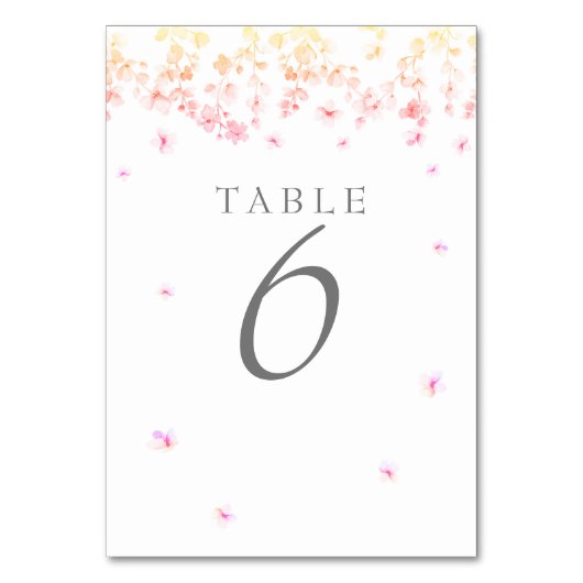 Peach Blossom Floral Wedding Tischnummer (Vorderseite)