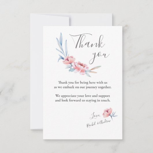 Peach Blossom | Floral Wedding Vielen Dank Dankeskarte (Vorderseite)