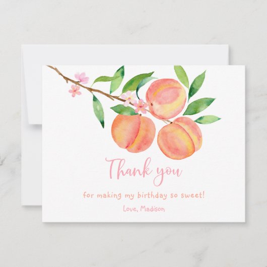 Peach Blossom Geburtstag Dankeskarte (Vorderseite)