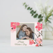Peach Blossom Happy Mother's Day Foto Card Postkarte (Stehend Vorderseite)