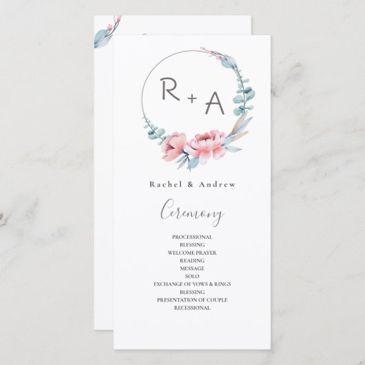 Peach Blossom | Hochzeitsprogramm für Flora (Vorne/Hinten)