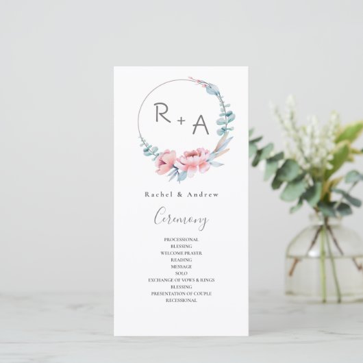 Peach Blossom | Hochzeitsprogramm für Flora (Stehend Vorderseite)