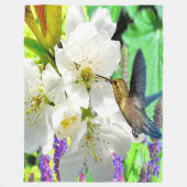 Peach Blossom Hummingbird Fleecedecke (Vorderseite)
