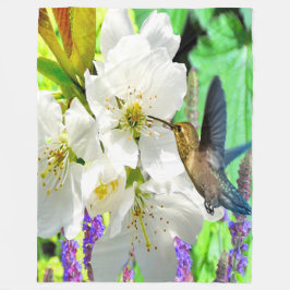 Peach Blossom Hummingbird Fleecedecke