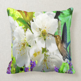 Peach Blossom Hummingbird Kissen