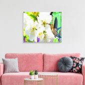 Peach Blossom Hummingbird Leinwanddruck (Insitu (Wohnzimmer))