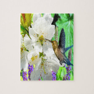 Peach Blossom Hummingbird Puzzle