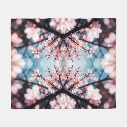 Peach Blossom Kaleidoscope Fleecedecke (Vorderseite (Horizontal))