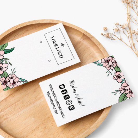 Peach Blossom Logo Social Media Earring Display Visitenkarte