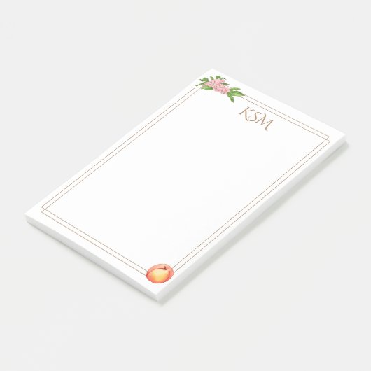Peach Blossom Monogram Post it notes Post-it Klebezettel (angewinkelt)