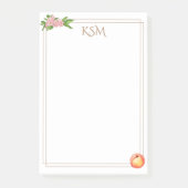 Peach Blossom Monogram Post it notes Post-it Klebezettel (Vorderseite)