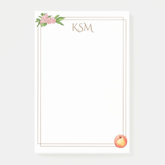 Peach Blossom Monogram Post it notes Post-it Klebezettel (Vorderseite)