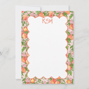 Peach Blossom Monogramm Mitteilungskarten