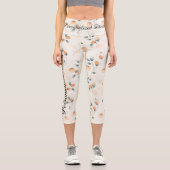 Peach Blossom Muster in weichen Pastellfarben Capri Leggings (Vorderseite)