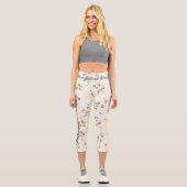 Peach Blossom Muster in weichen Pastellfarben Capri Leggings (Vorderseite)