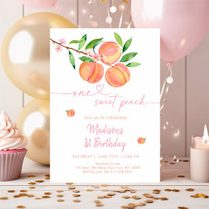Peach Blossom One Sweet Peach Birthday Einladung
