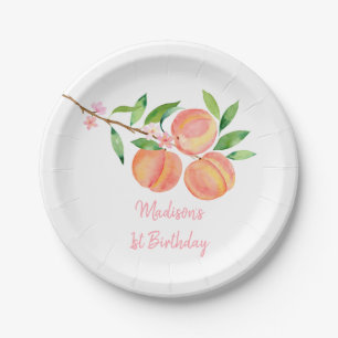Peach Blossom One Sweet Peach Birthday Pappteller