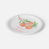 Peach Blossom One Sweet Peach Birthday Pappteller (Schrägansicht)