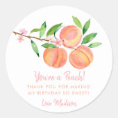Peach Blossom One Sweet Peach Birthday Runder Aufkleber (Vorderseite)