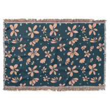 Peach Blossom Petals on Midnight Blue