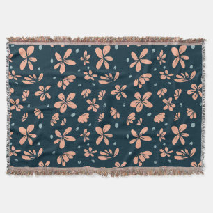 Peach Blossom Petals on Midnight Blue Decke