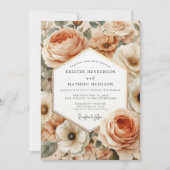 Peach Blossom Romantic Wedding Einladung (Vorderseite)