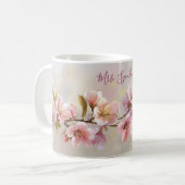 Peach Blossom Spring Floral Teacher Appreciation Kaffeetasse (Vorderseite Links)