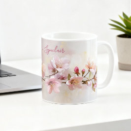 Peach Blossom Spring Floral Teacher Name Script Kaffeetasse