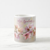 Peach Blossom Spring Floral Teacher Name Script Kaffeetasse (Mittel)