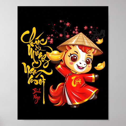 Peach Blossom Vietnamese Lunar New Year Horse 2026 Poster (Vorne)