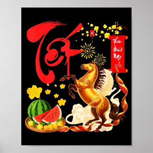 Peach Blossom Vietnamese Lunar New Year Horse 2026 Poster (Vorne)