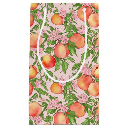 Peach Blossom Wasserfarbe Kleine Geschenktüte (Vorderseite)