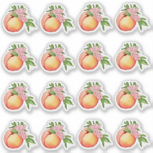 Peach Blossom Wasserfarbe Mini Stickers Aufkleber (Vorderseite)