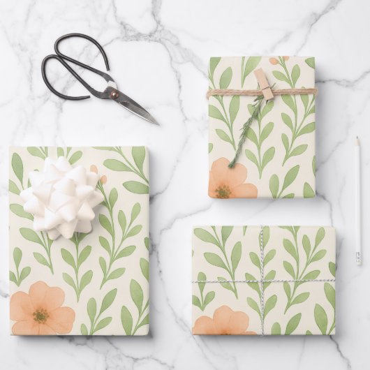 Peach Blossom Watercolor Wrapping Paper — Elegant Geschenkpapier Set (Vorderseite)