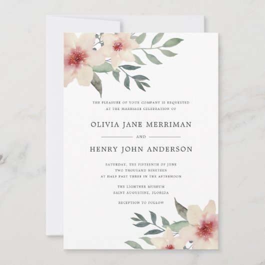 Peach Blossom Wedding Einladung (Vorderseite)