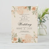 Peach Blossom Wedding Einladung (Stehend Vorderseite)