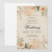 Peach Blossom Wedding Einladung (Vorne/Hinten)