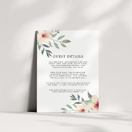 Peach Blossom Wedding Guest Details Card Begleitkarte