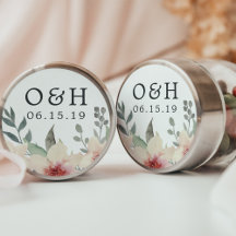 Peach Blossom Wedding Monogram & Date