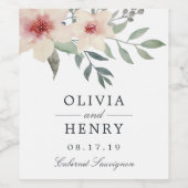 Peach Blossom Wedding Weinetikett (Einzelnes Label)