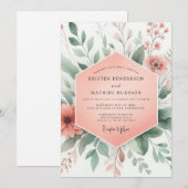 Peach Blossom Whimsy Wedding Einladung (Vorne/Hinten)