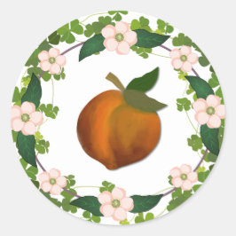 Peach Blossom Wreath Runder Aufkleber