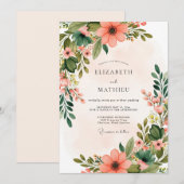 Peach Blossoming Spring Wedding Einladung (Vorne/Hinten)