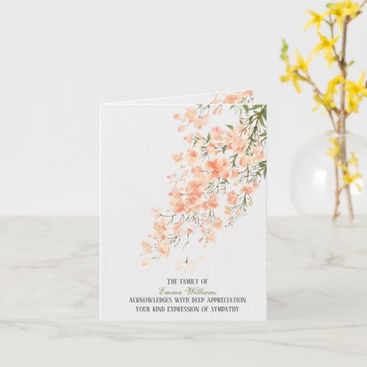 Peach Blossoms Beileid Danke Karte (Gelbe Blume)