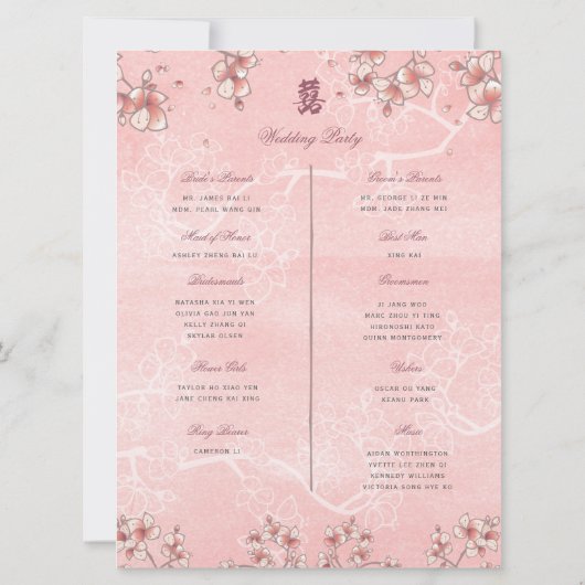 Peach Blossoms Double Xi Chinesisches Hochzeitspro (Rückseite)