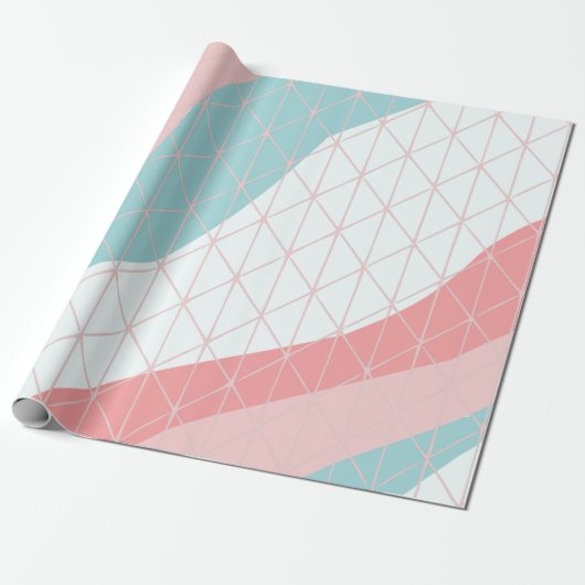 Peach & Blue Abstrakt Geschenkpapier (Ungerollt)