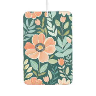 Peach, Blue and Green Boho Whimsical Floral Autolufterfrischer