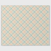Peach Blue Beige Pastel Plaid Geschenkpapier (Flach)