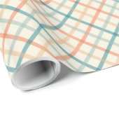 Peach Blue Beige Pastel Plaid Geschenkpapier (Rolleneckpunkt)