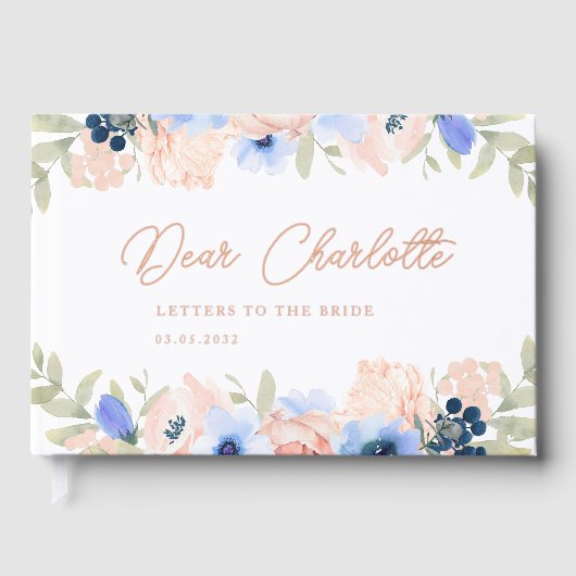 Peach Blue Blush Brautparty Gästebuch (Vorderseite)